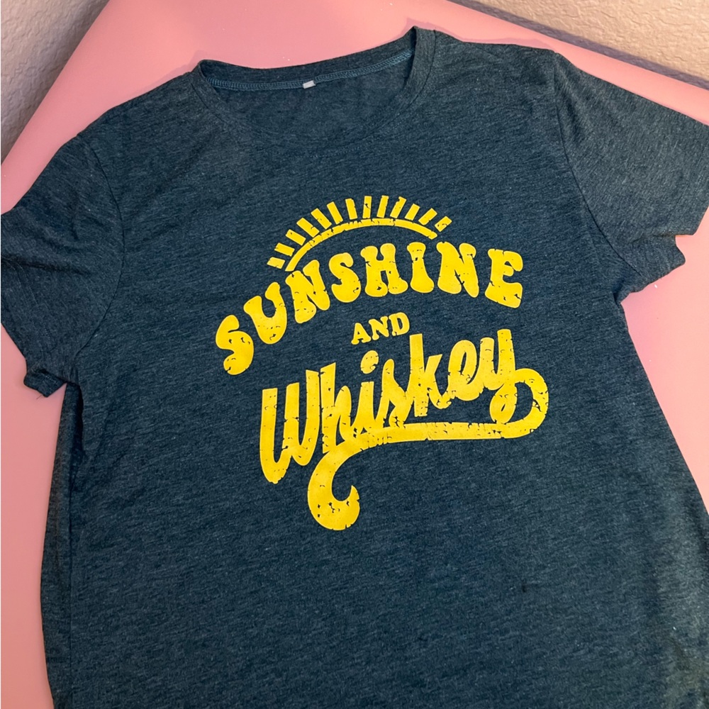 T shirt teal and yellow